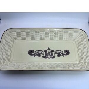 Pfaltzgraff Yorktowne Stoneware Rectangular Serving Tray Basketweave 11.5x5.5